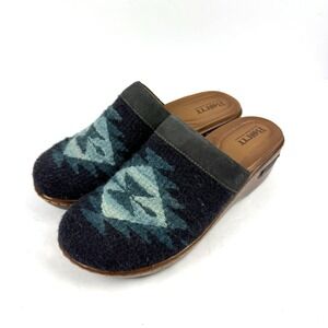 Born Bandy Shoes 9 Blue Wool Aztec Southwestern Slip On Mules Womens Comfort